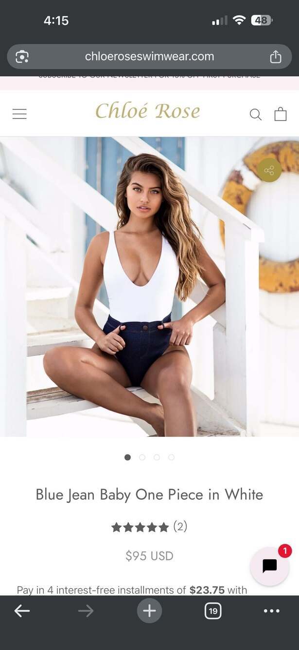 Chloé Rose Blue Jean Baby One Piece Swimsuit White XS Luxury
